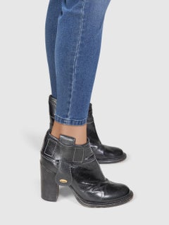 Chloé Black Leather Logo Tab Boots Size IT 37