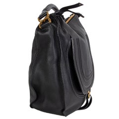 CHLOE black leather MARCIE LARGE HOBO Shoulder Bag