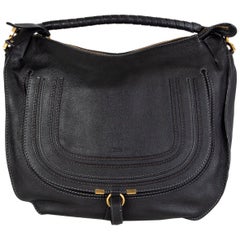 CHLOE Schwarzes Leder MARCIE LARGE HOBO Umhängetasche