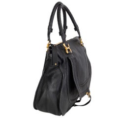 CHLOE black leather MARCIE LARGE SATCHEL Shoulder Bag