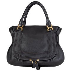 CHLOE black leather MARCIE LARGE SATCHEL Shoulder Bag