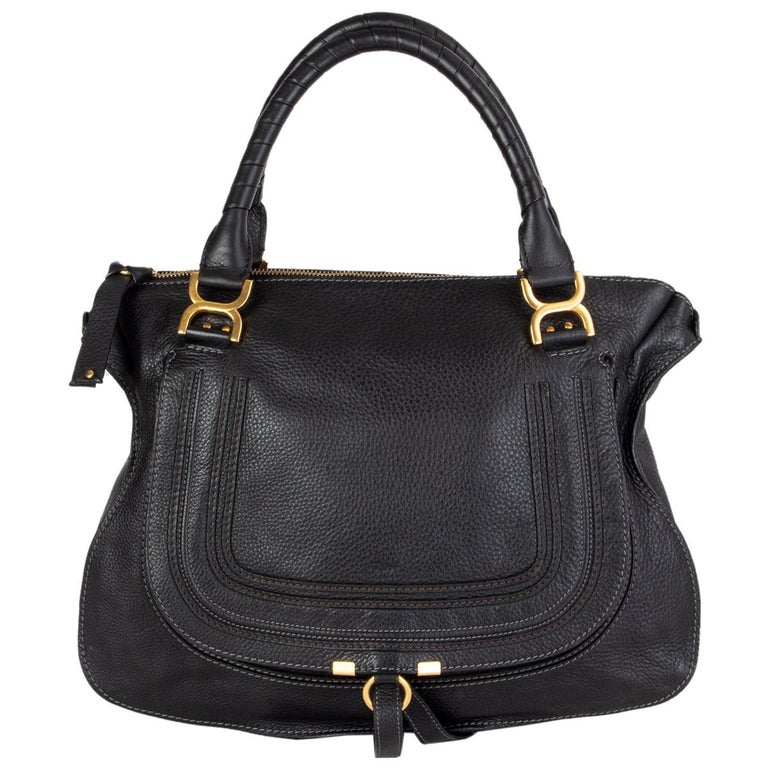 CHLOE black leather MARCIE LARGE SATCHEL Shoulder Bag at 1stDibs ...