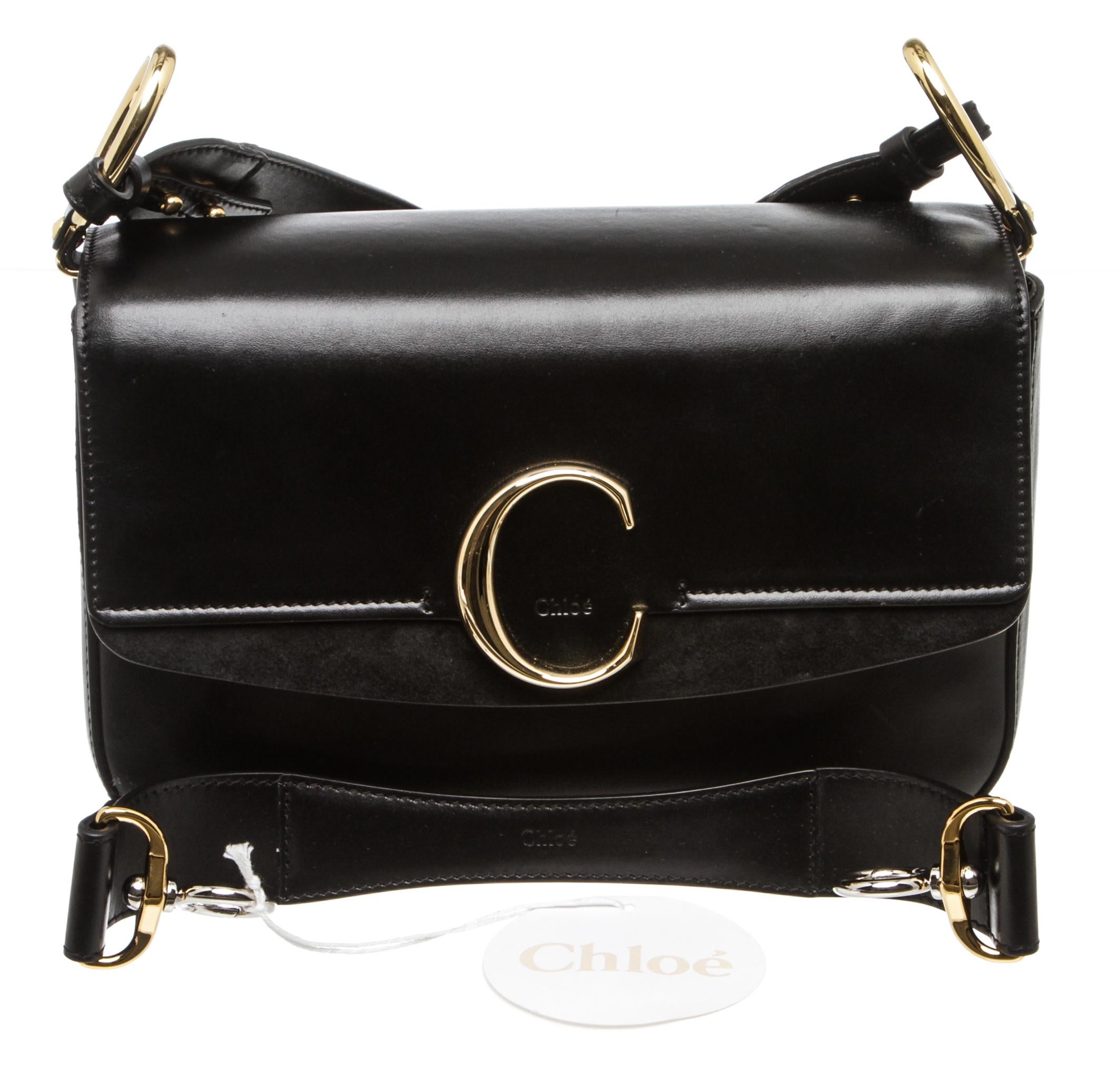 Chloe Black Leather Medium C Double Carry Bag  3