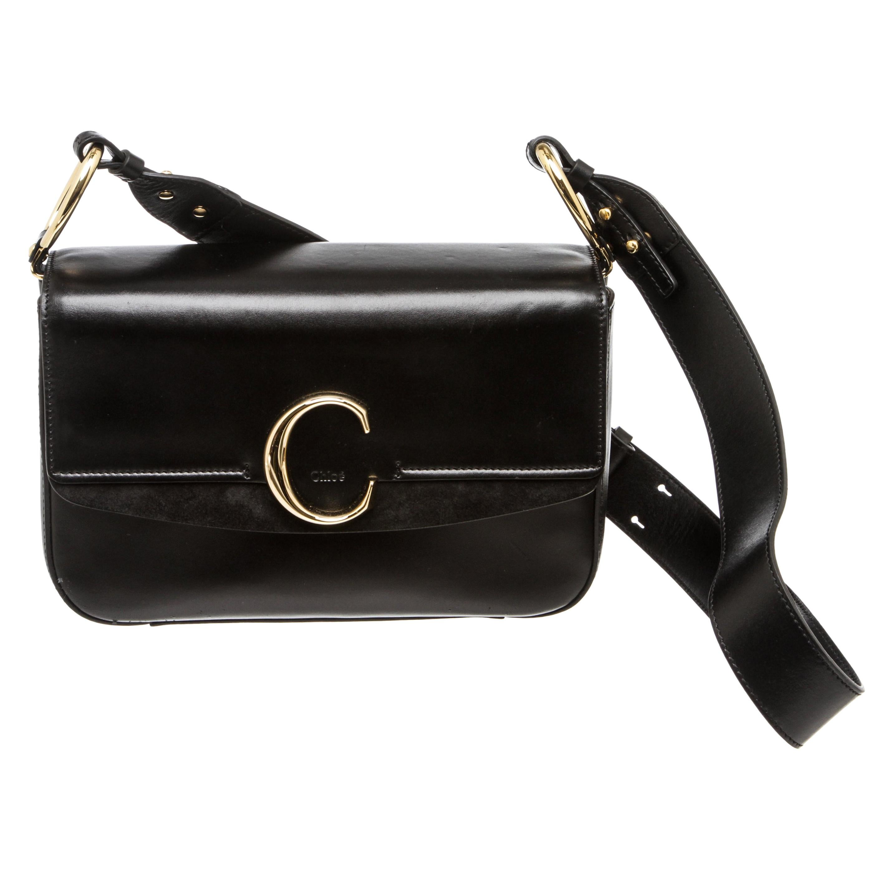 Chloe Black Leather Medium C Double Carry Bag 