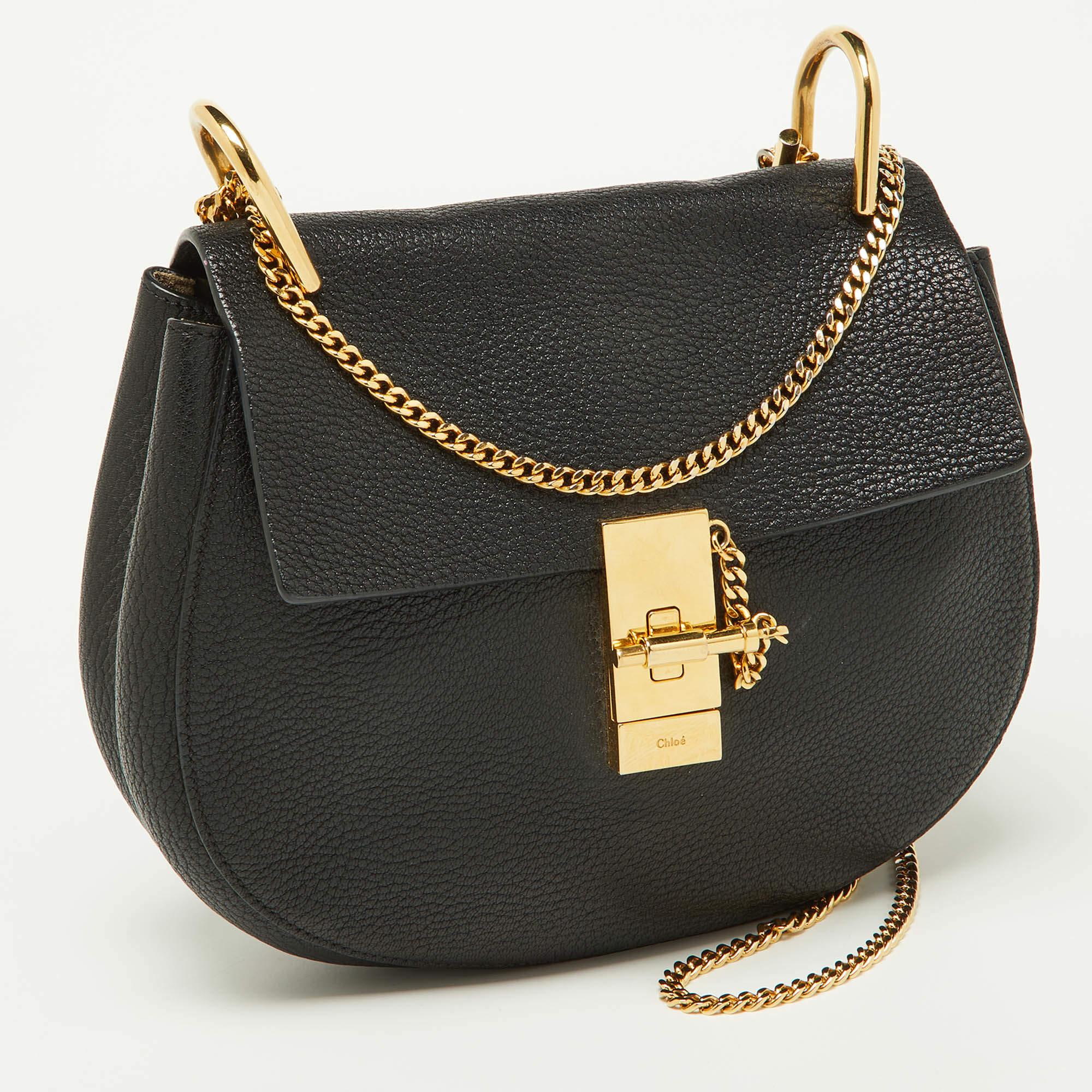 Chloe Black Leather Medium Drew Shoulder Bag For Sale 6