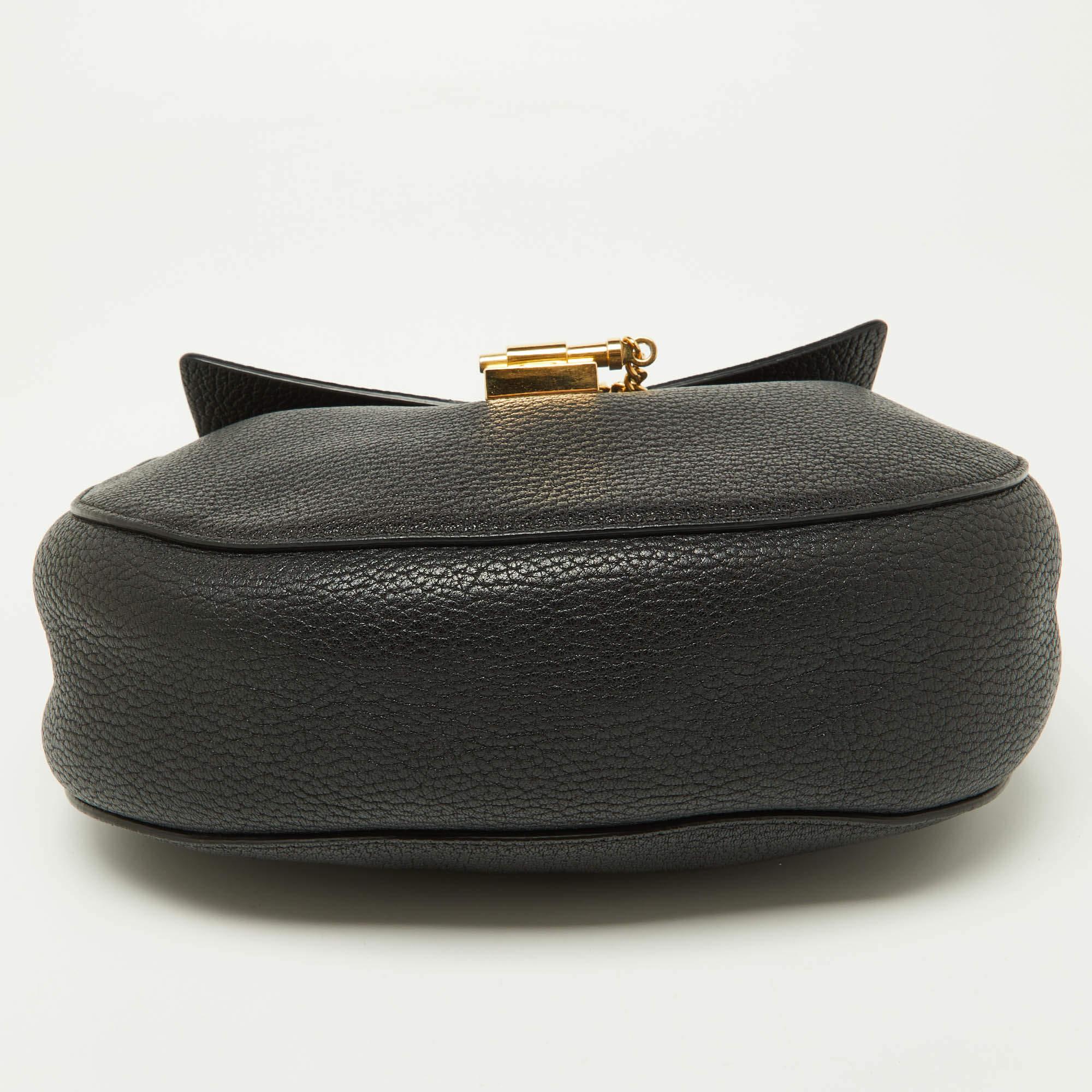 Women's Chloe Black Leather Medium Drew Shoulder Bag For Sale