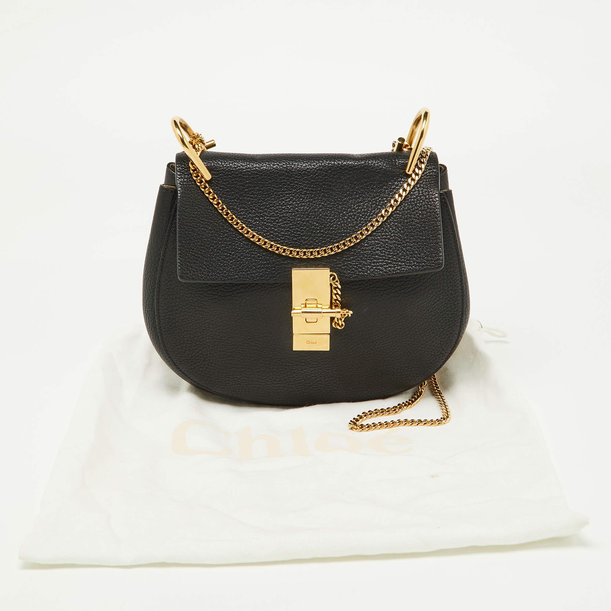 Chloe Black Leather Medium Drew Shoulder Bag For Sale 4