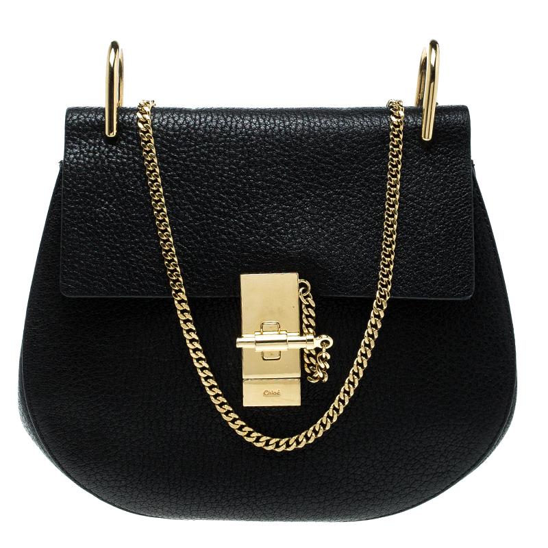 Chloe Black Leather Medium Drew Shoulder Bag