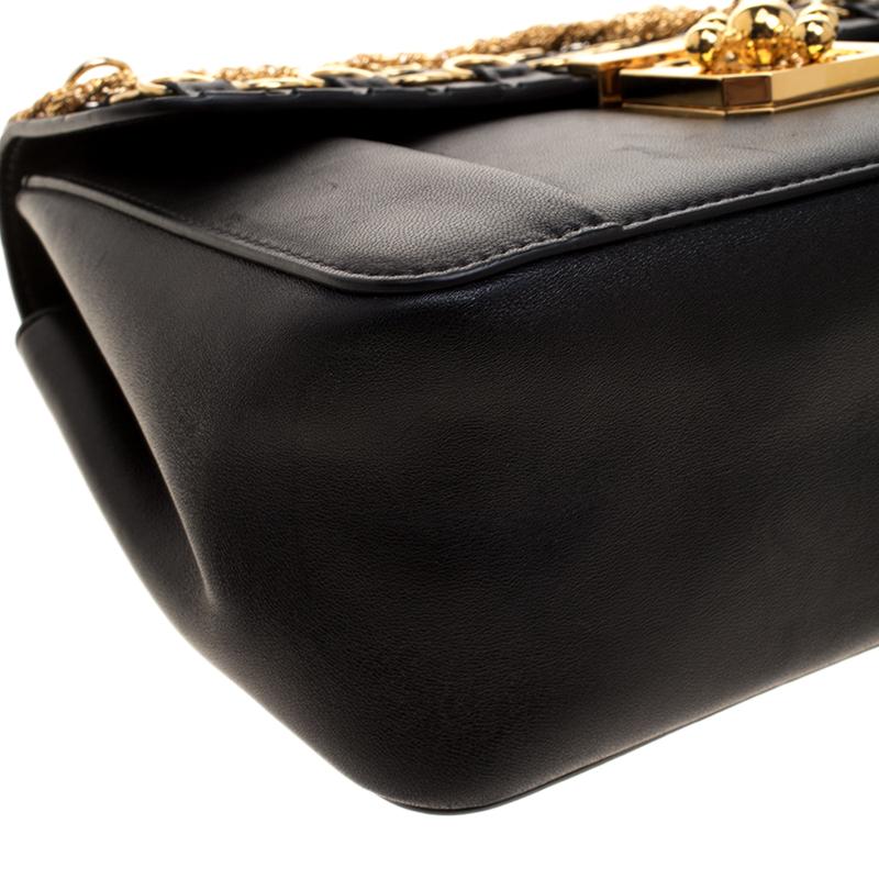 Chloe Black Leather Medium Elsie Ring Embellished Shoulder Bag 6