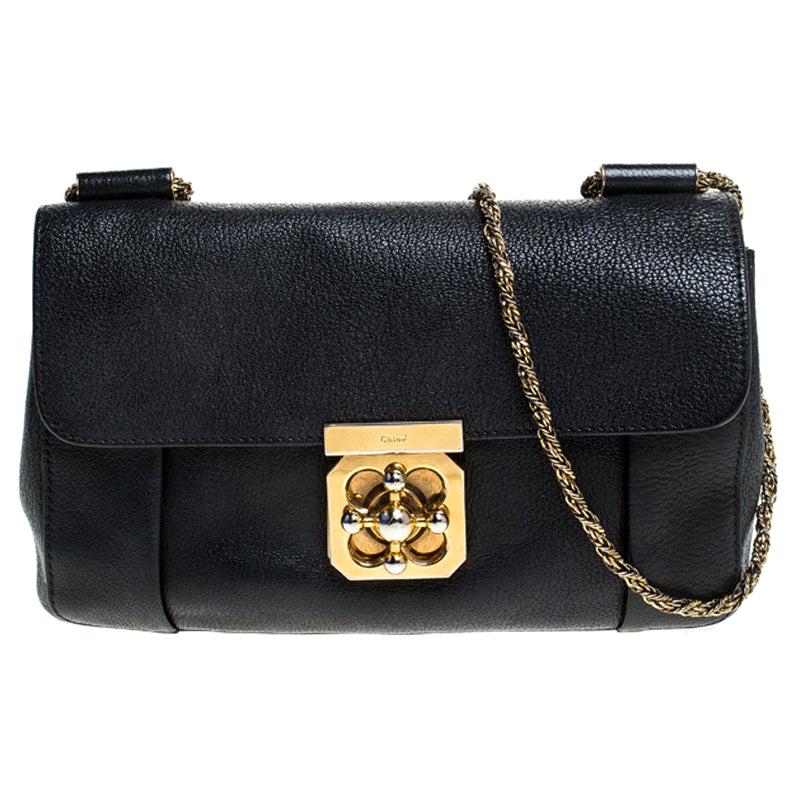 Chloe Black Leather Medium Elsie Shoulder Bag For Sale at 1stDibs