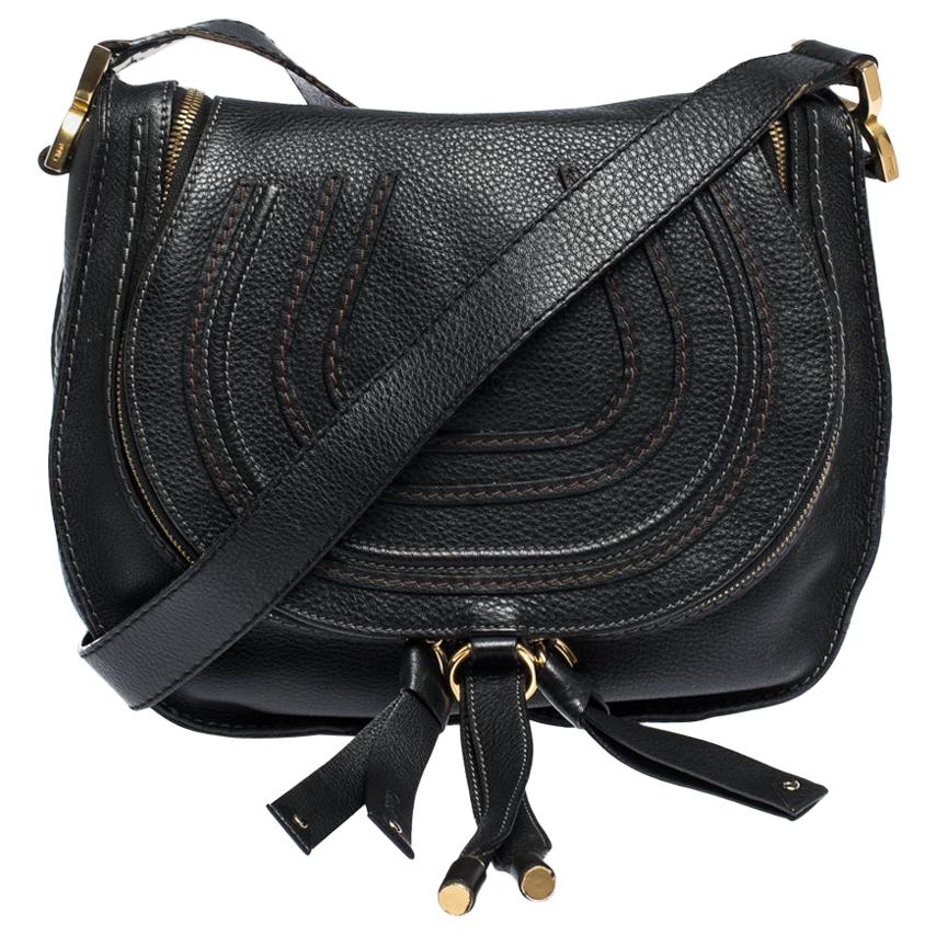 Chloe Black Leather Medium Marcie Crossbody Bag