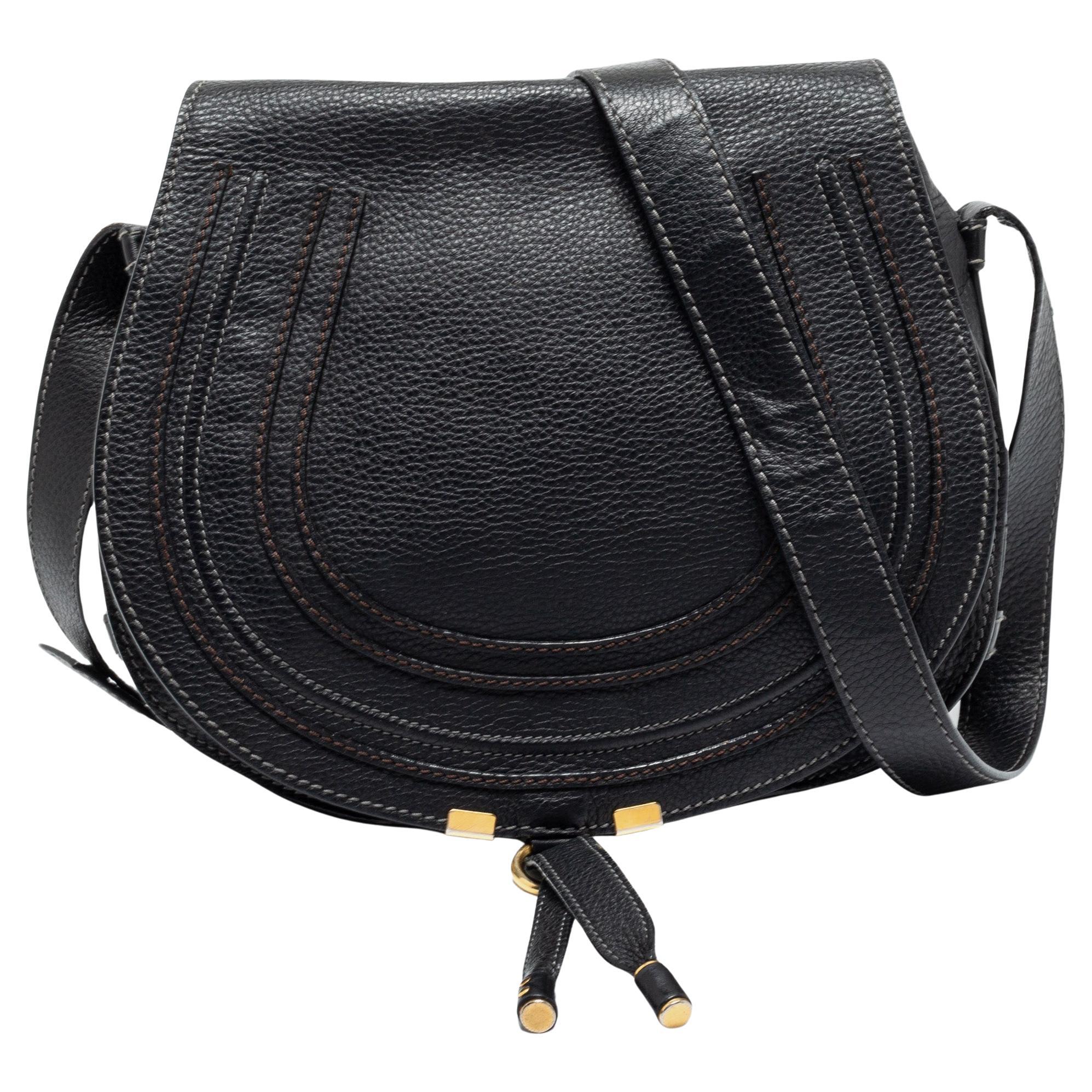 Chloe Black Leather Medium Marcie Crossbody Bag