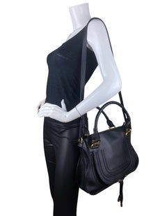 Chloe Black Leather Medium Marcie Satchel Bag