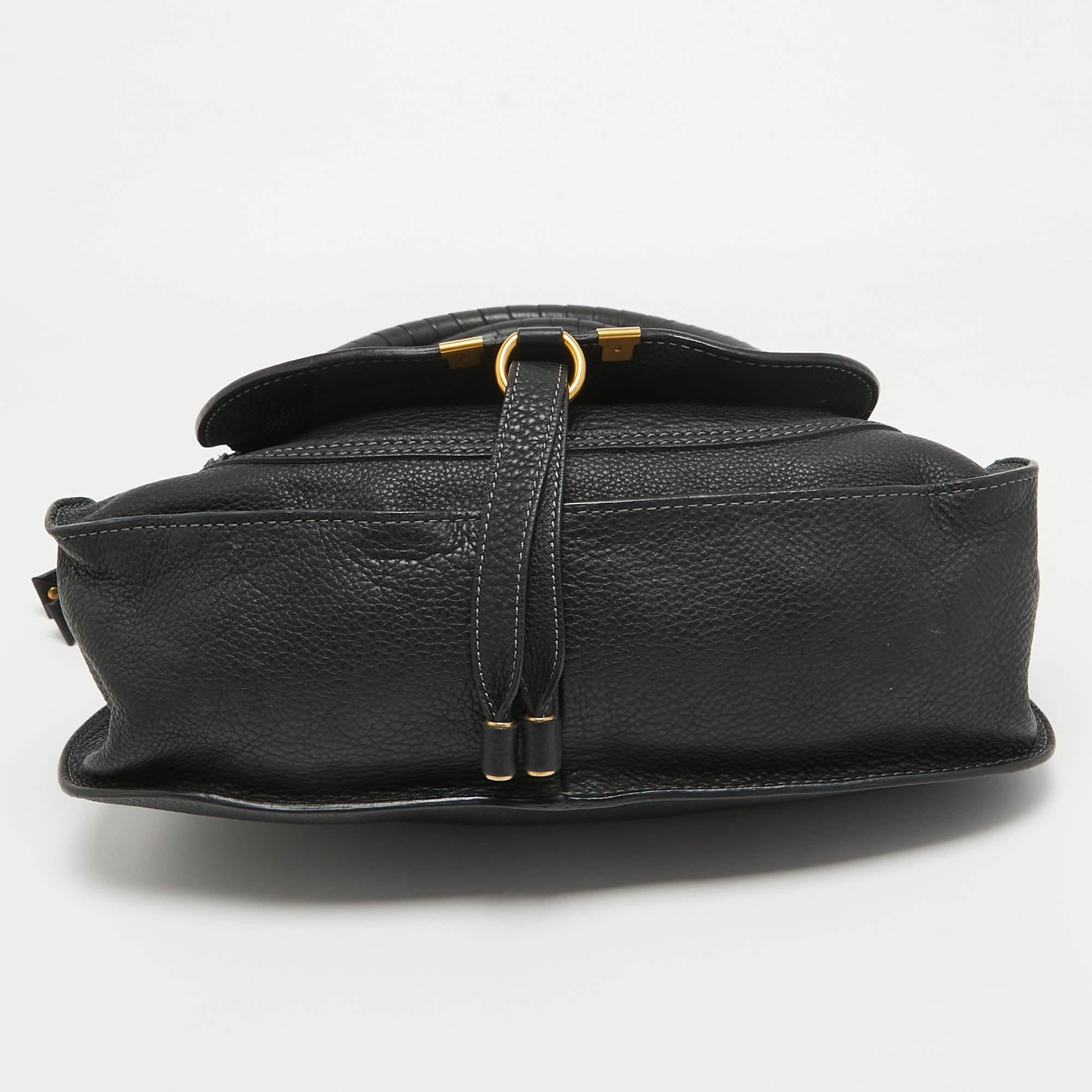 Chloé Black Leather Medium Marcie Shoulder Bag In Excellent Condition For Sale In Dubai, Al Qouz 2