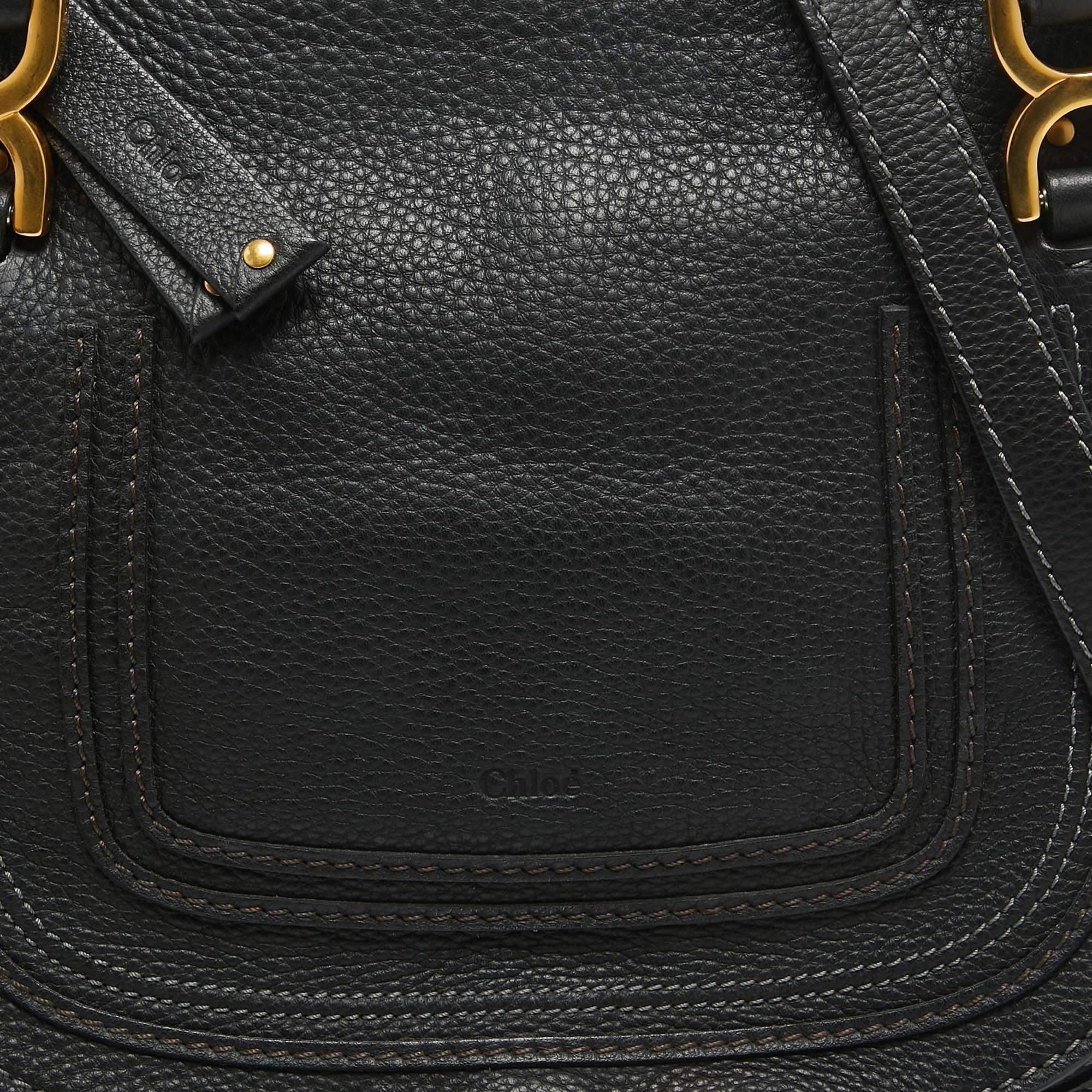 Chloé Black Leather Medium Marcie Shoulder Bag For Sale 3