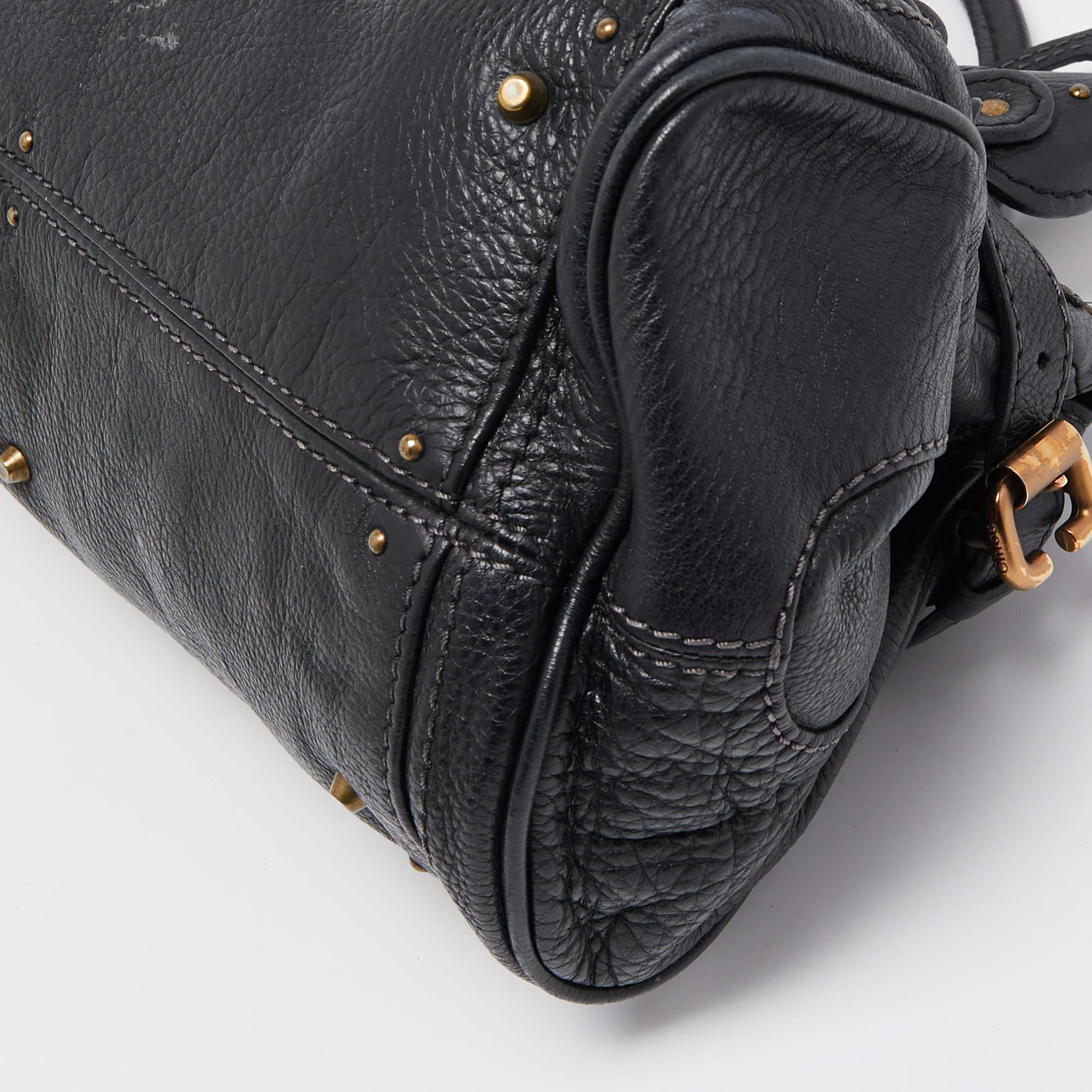 Chloe Black Leather Medium Paddington Satchel For Sale 9