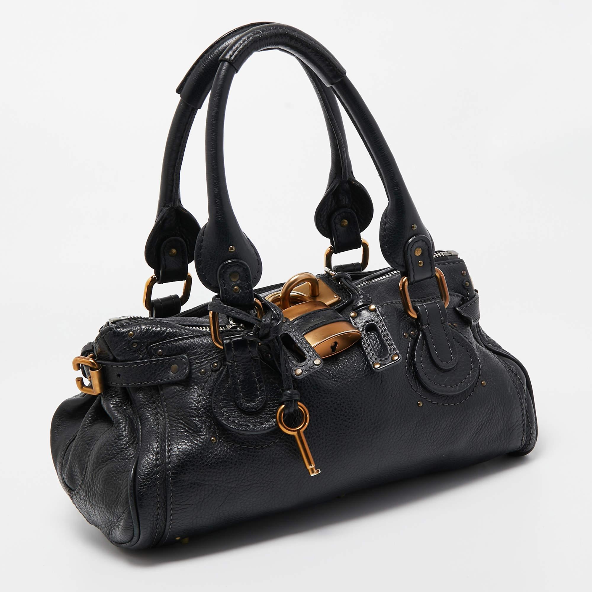 Chloe Black Leather Medium Paddington Satchel For Sale 11