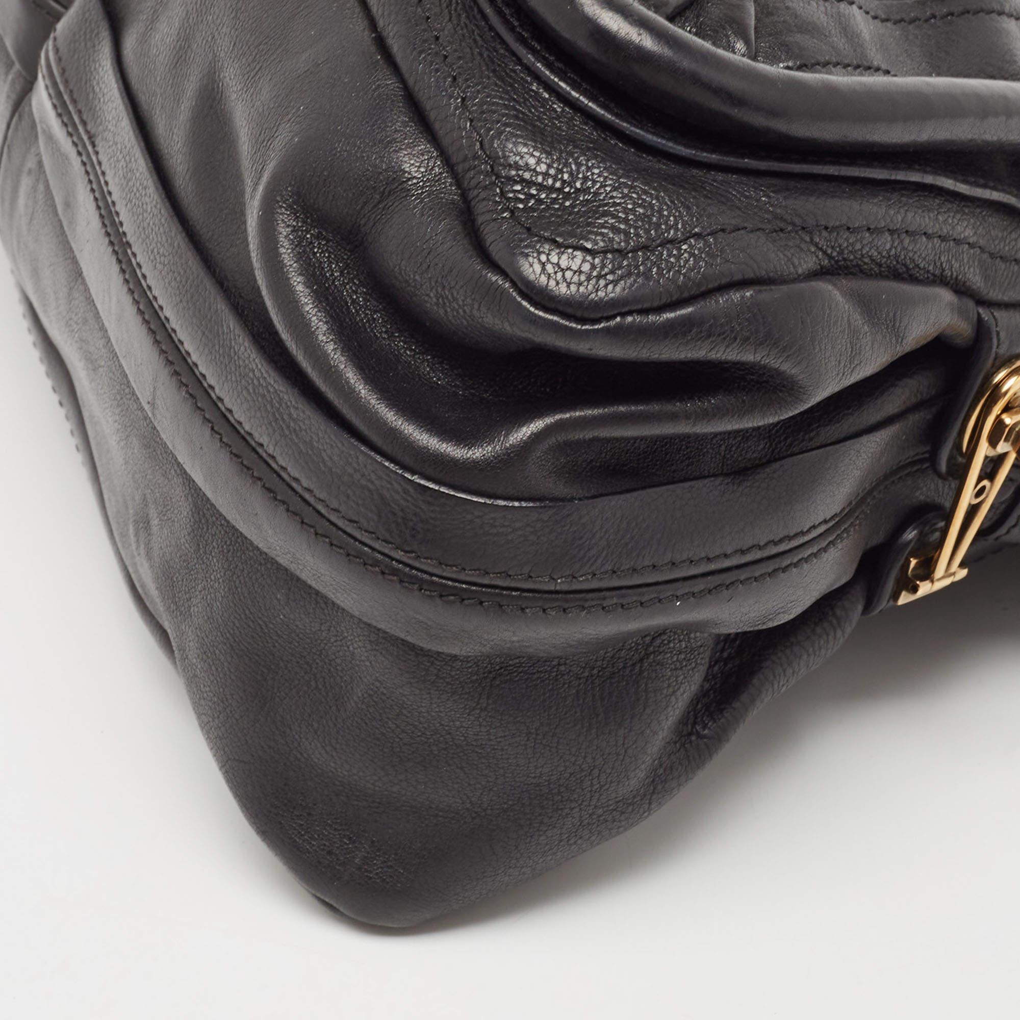 Chloe Black Leather Medium Paraty Satchel For Sale 9