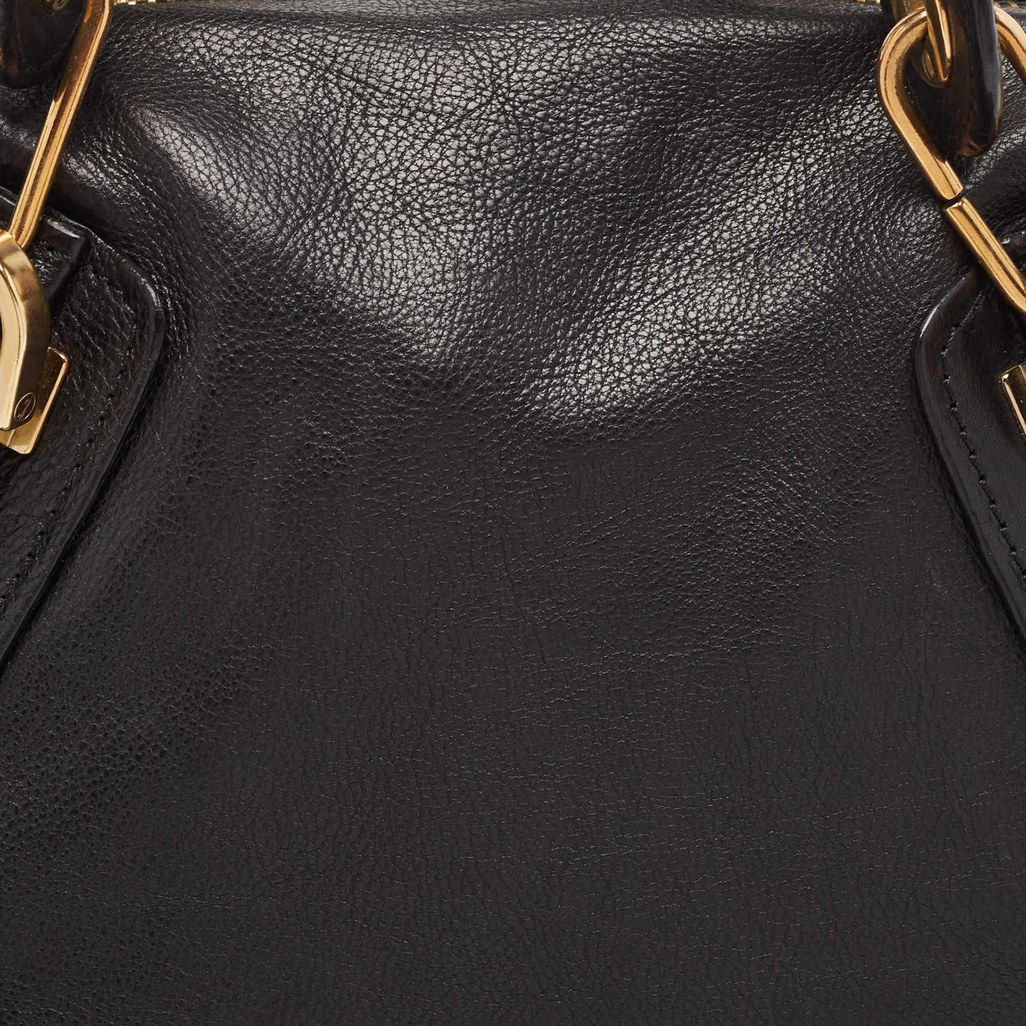 Chloe Black Leather Medium Paraty Satchel For Sale 12