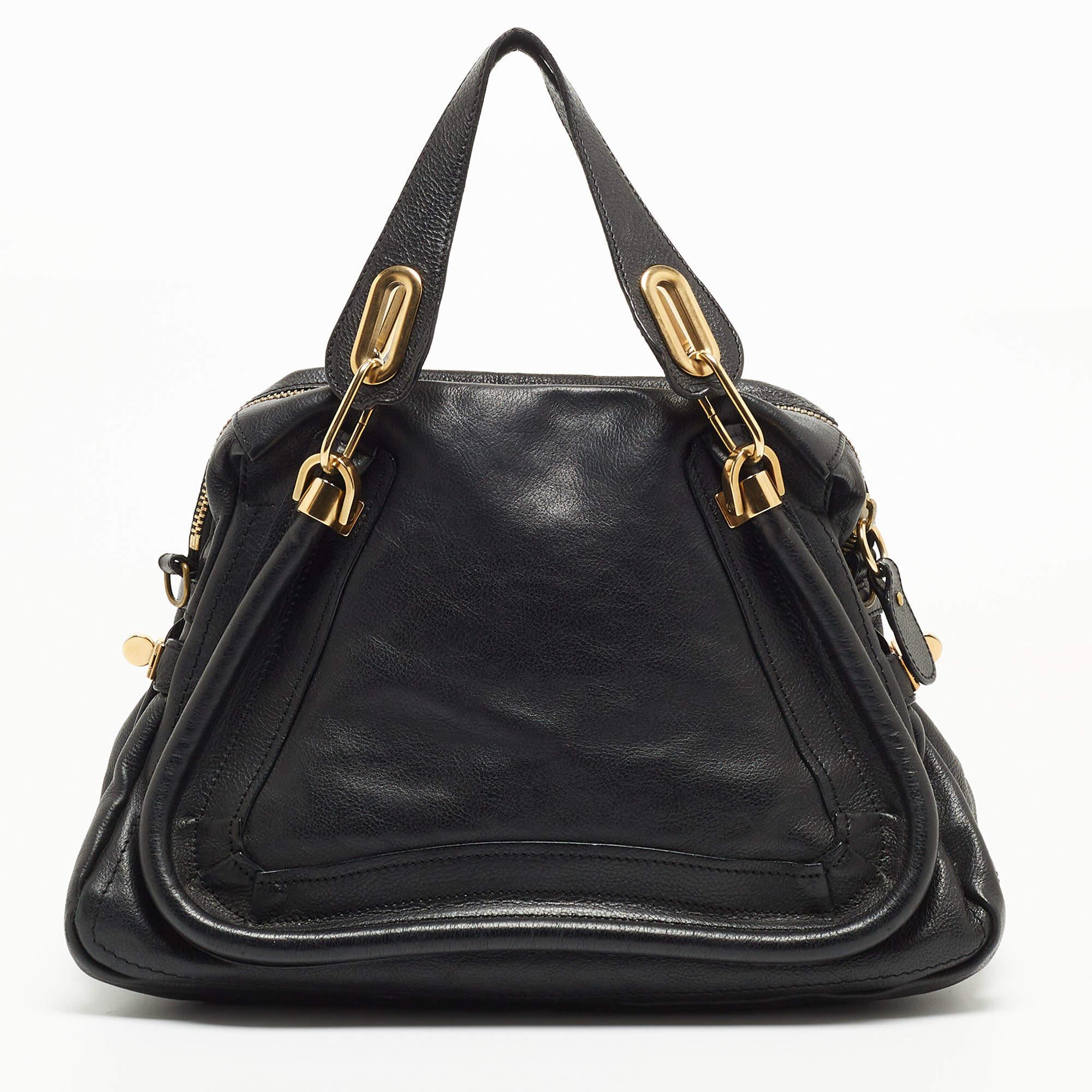 Chloe Black Leather Medium Paraty Shoulder Bag 10