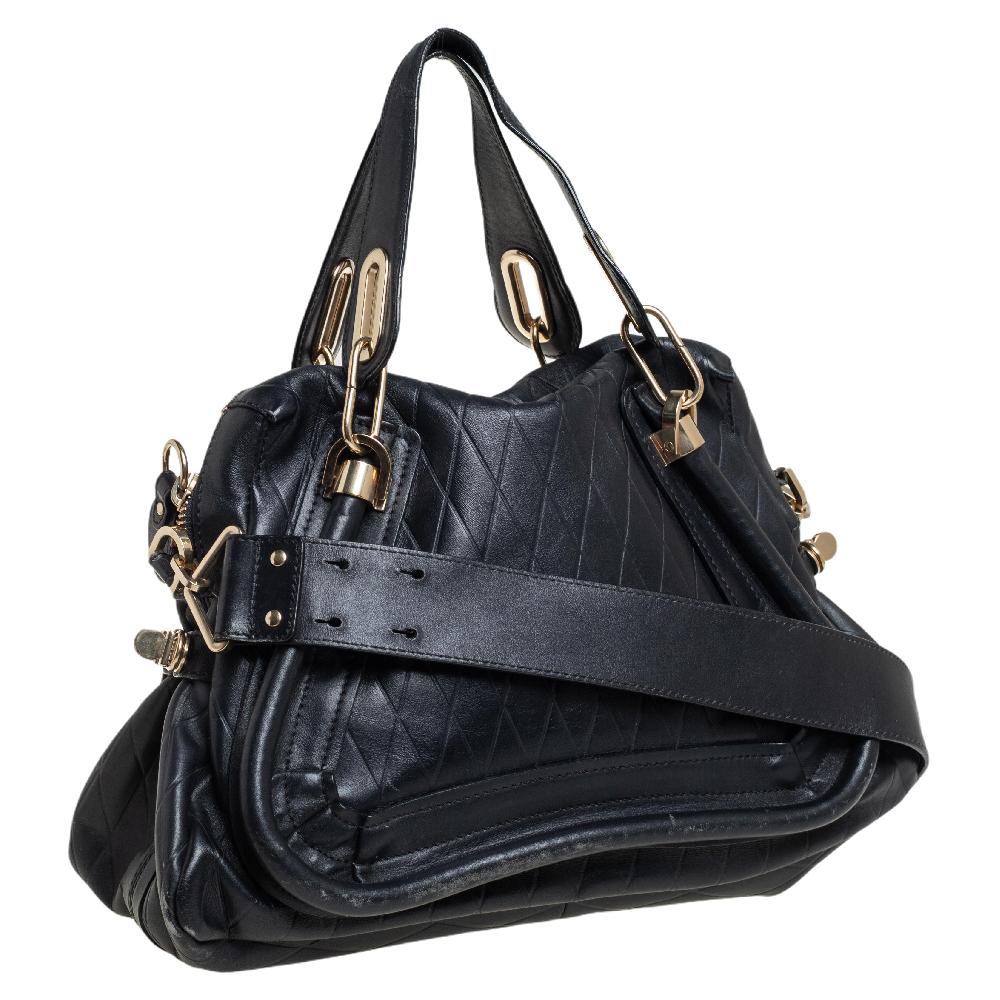 Chloe Black Leather Medium Paraty Shoulder Bag In Fair Condition In Dubai, Al Qouz 2