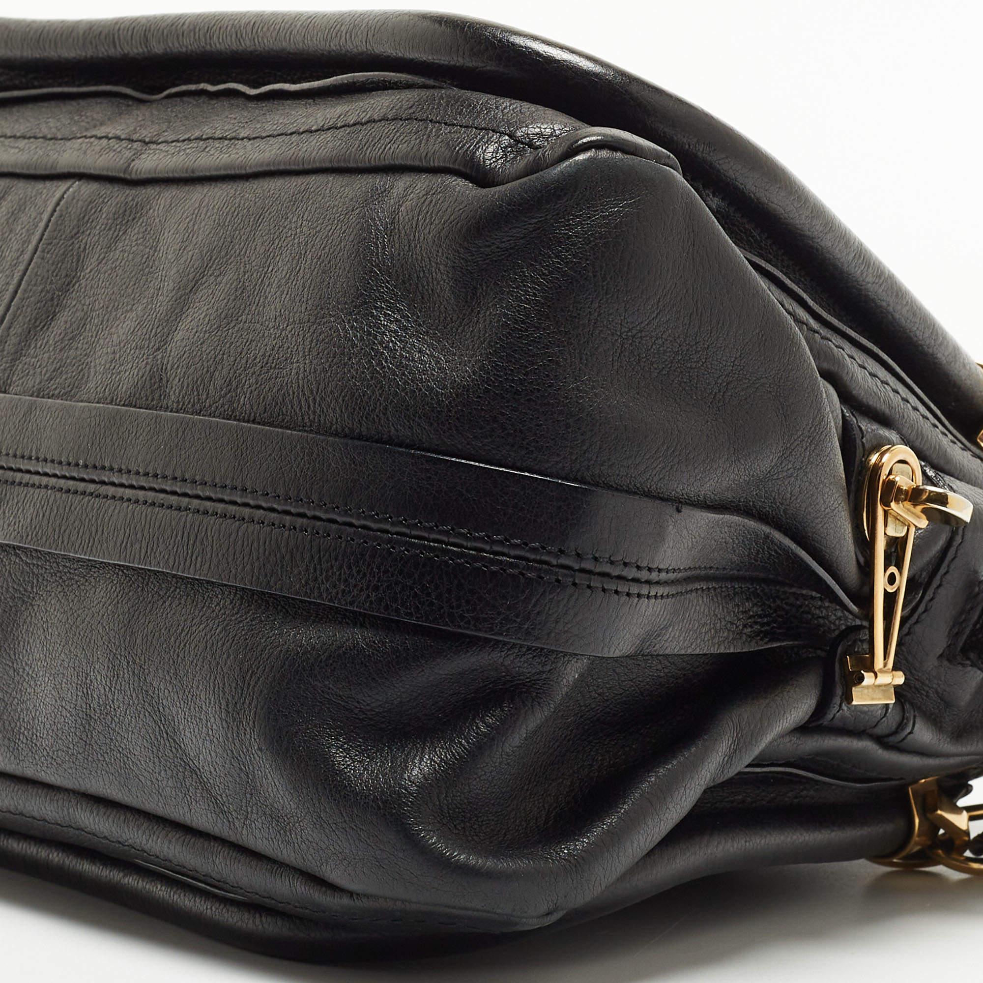 Women's Chloe Black Leather Medium Paraty Shoulder Bag