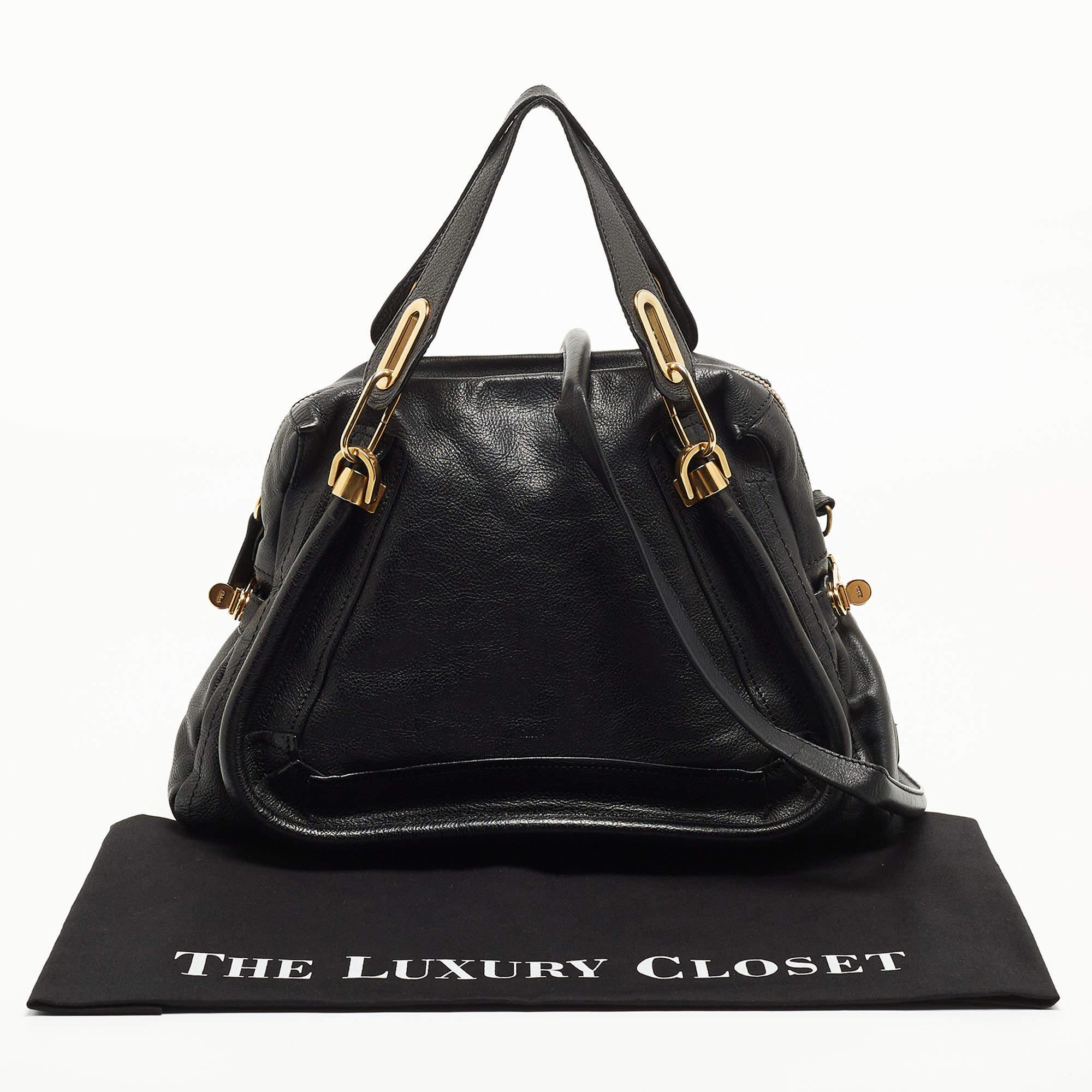 Chloe Black Leather Medium Paraty Shoulder Bag 4