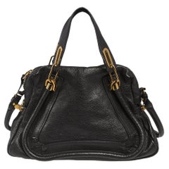 Chloe Black Leather Medium Paraty Shoulder Bag