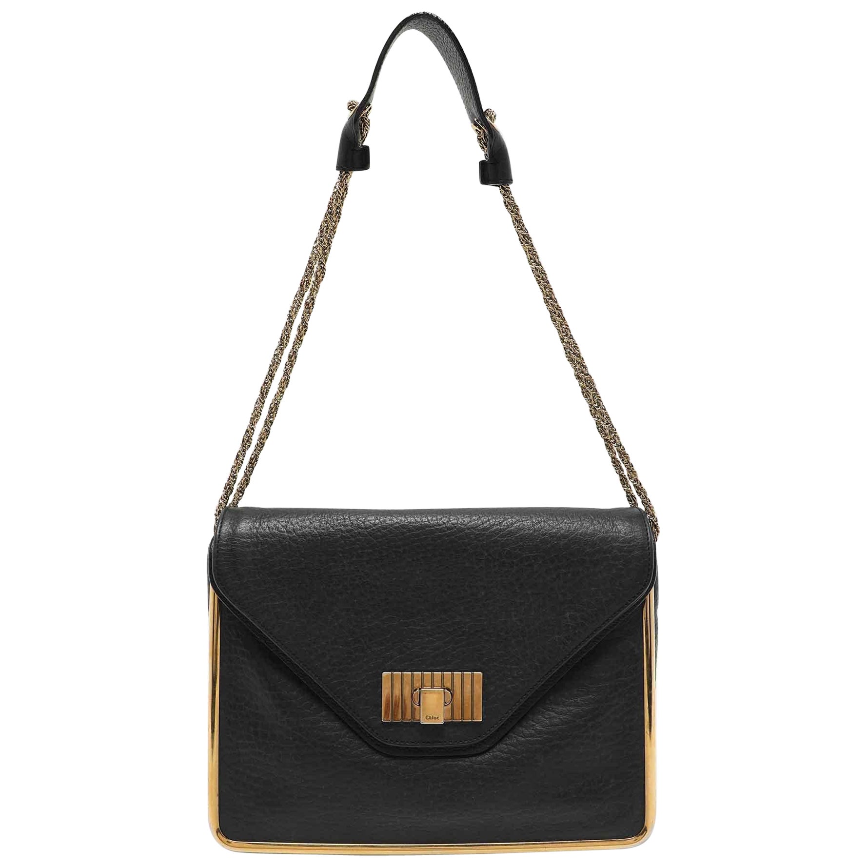 Chloe Black Leather Medium Sally Flap Shoulder Bag