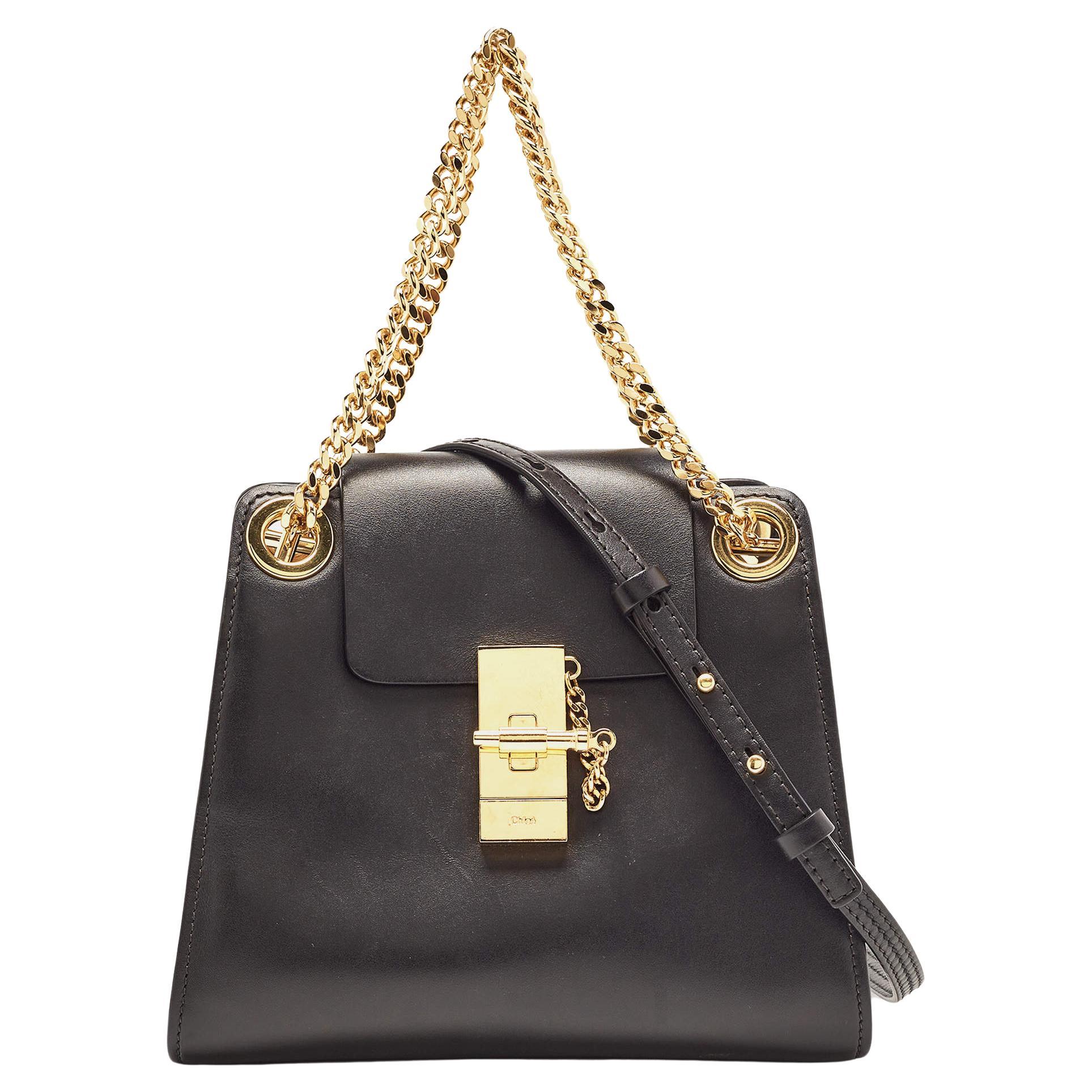 Chloé Black Leather Mini Annie Shoulder Bag For Sale