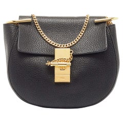 Chloe Black Leather Mini Drew Chian Shoulder Bag