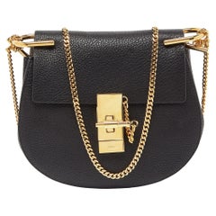 Chloé Black Leather Mini Drew Chian Shoulder Bag