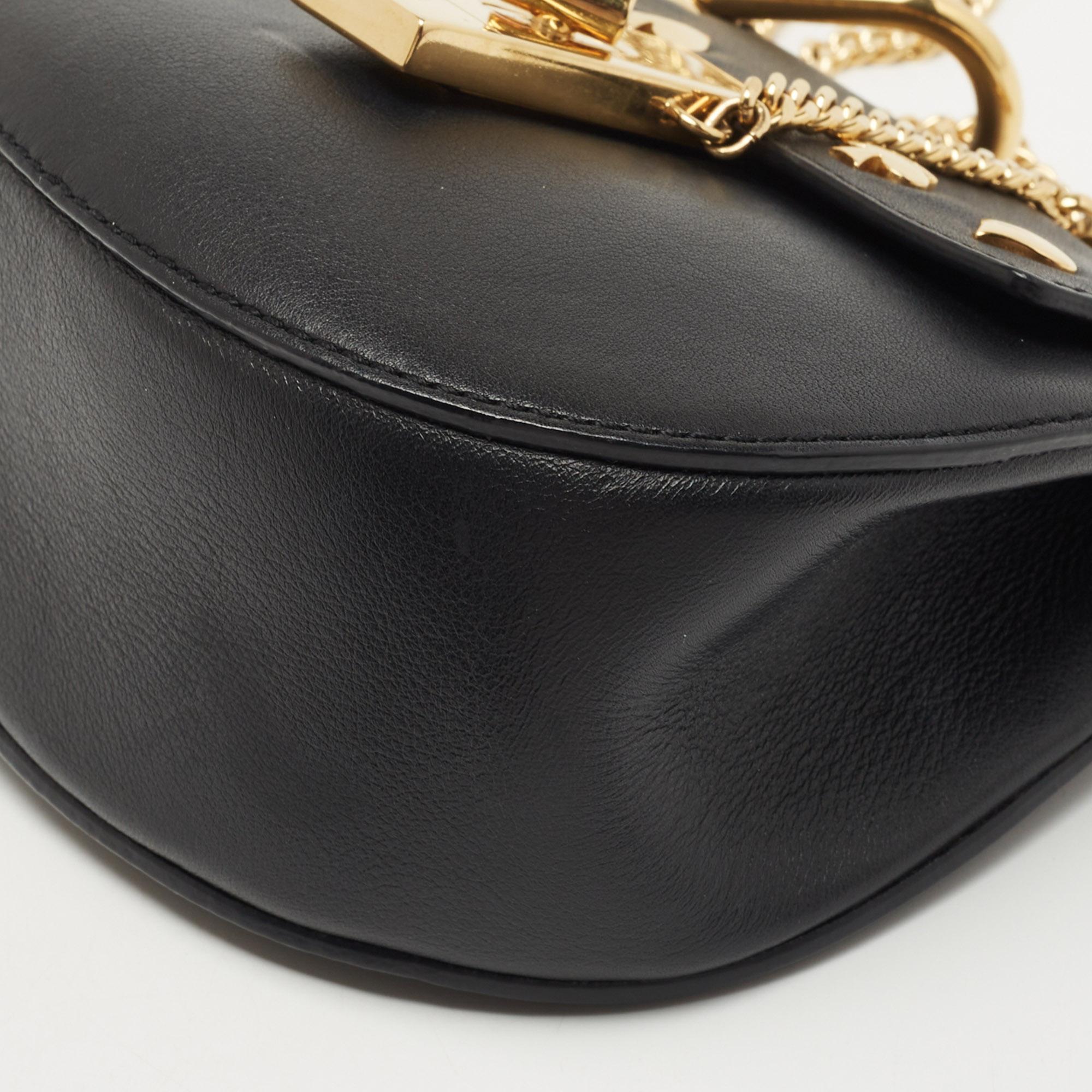 Women's Chloe Black Leather Mini Drew Embellished Crossbody Bag