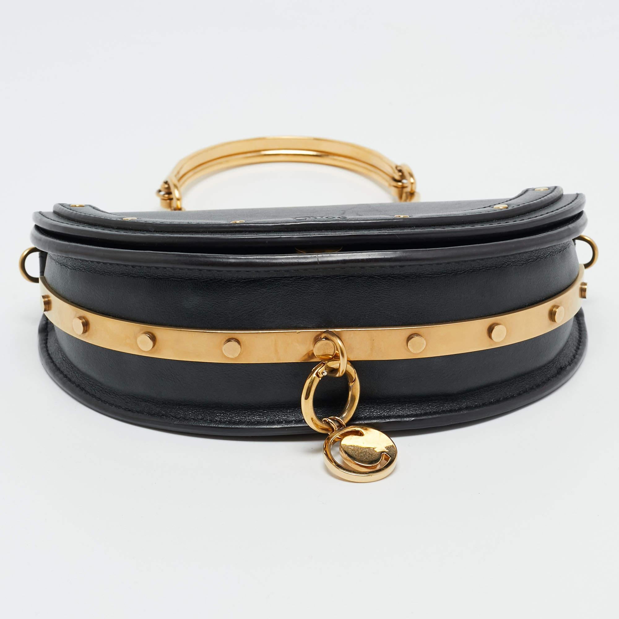 Chloé Black Leather Nile Bracelet Minaudiere Crossbody Bag 1