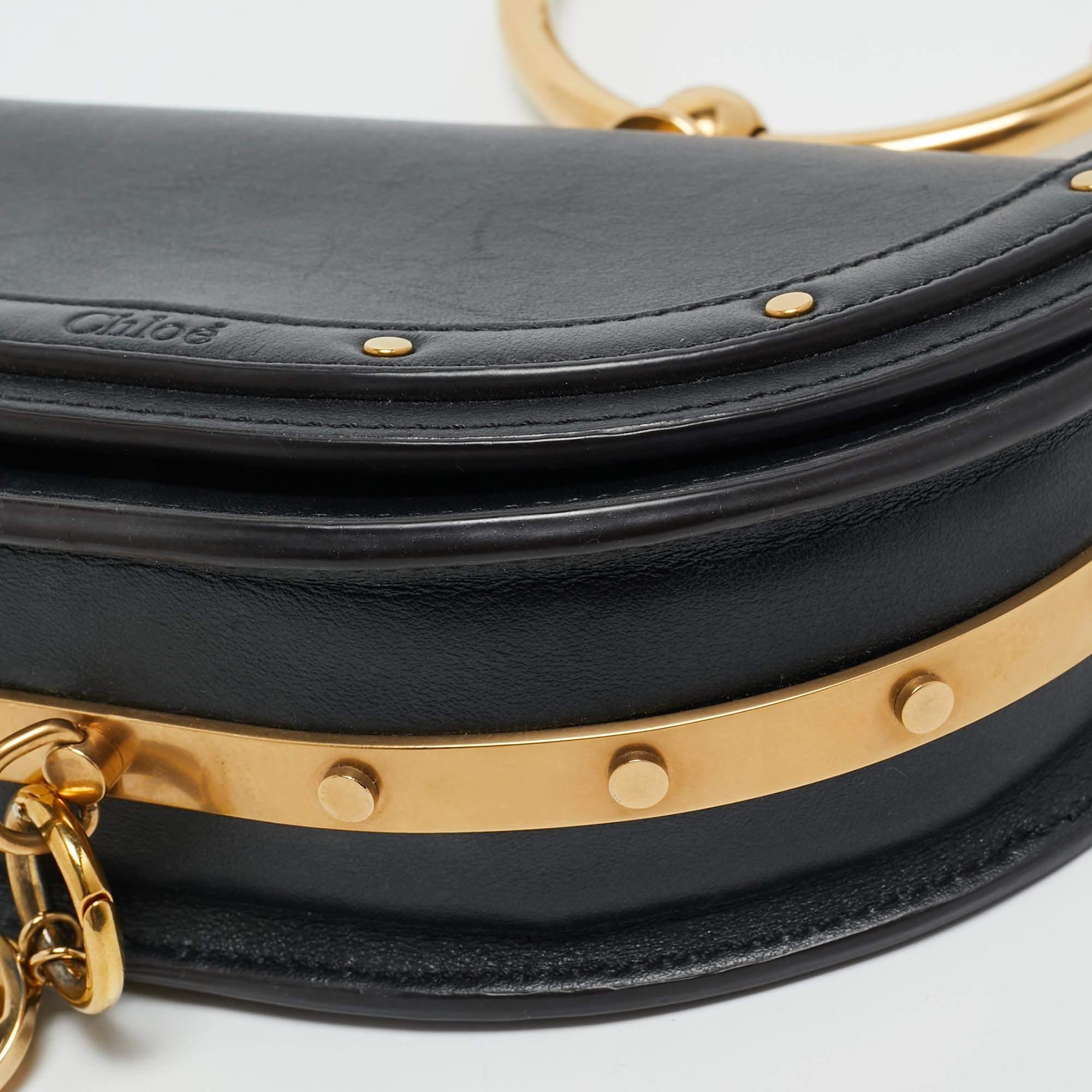 Chloé Black Leather Nile Bracelet Minaudiere Crossbody Bag 2