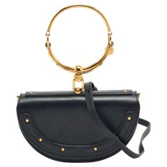 Chloé Black Leather Nile Bracelet Minaudiere Crossbody Bag