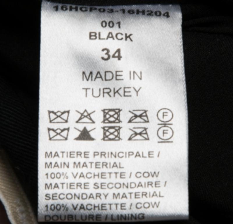 De las mujeres Chloé Pantalón motero recortado con paneles de piel y nobuk negro S en venta
