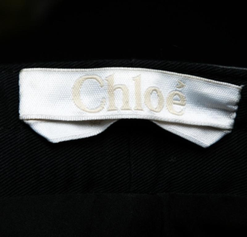 Chloé Pantalón motero recortado con paneles de piel y nobuk negro S en venta 1