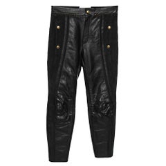 Chloe Black Leather & Nubuck Paneled Cropped Biker Pants S