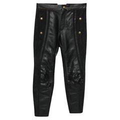 Chloé Pantalón motero recortado con paneles de piel y nobuk negro S