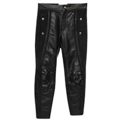 Chloé Black Leather & Nubuck Paneled Cropped Biker Pants S