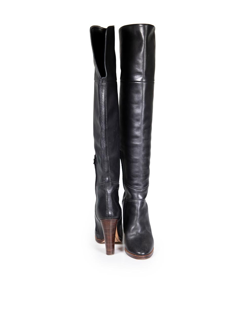Chloé Black Leather Over-the-Knee Boots Size IT 40 In Good Condition For Sale In London, GB