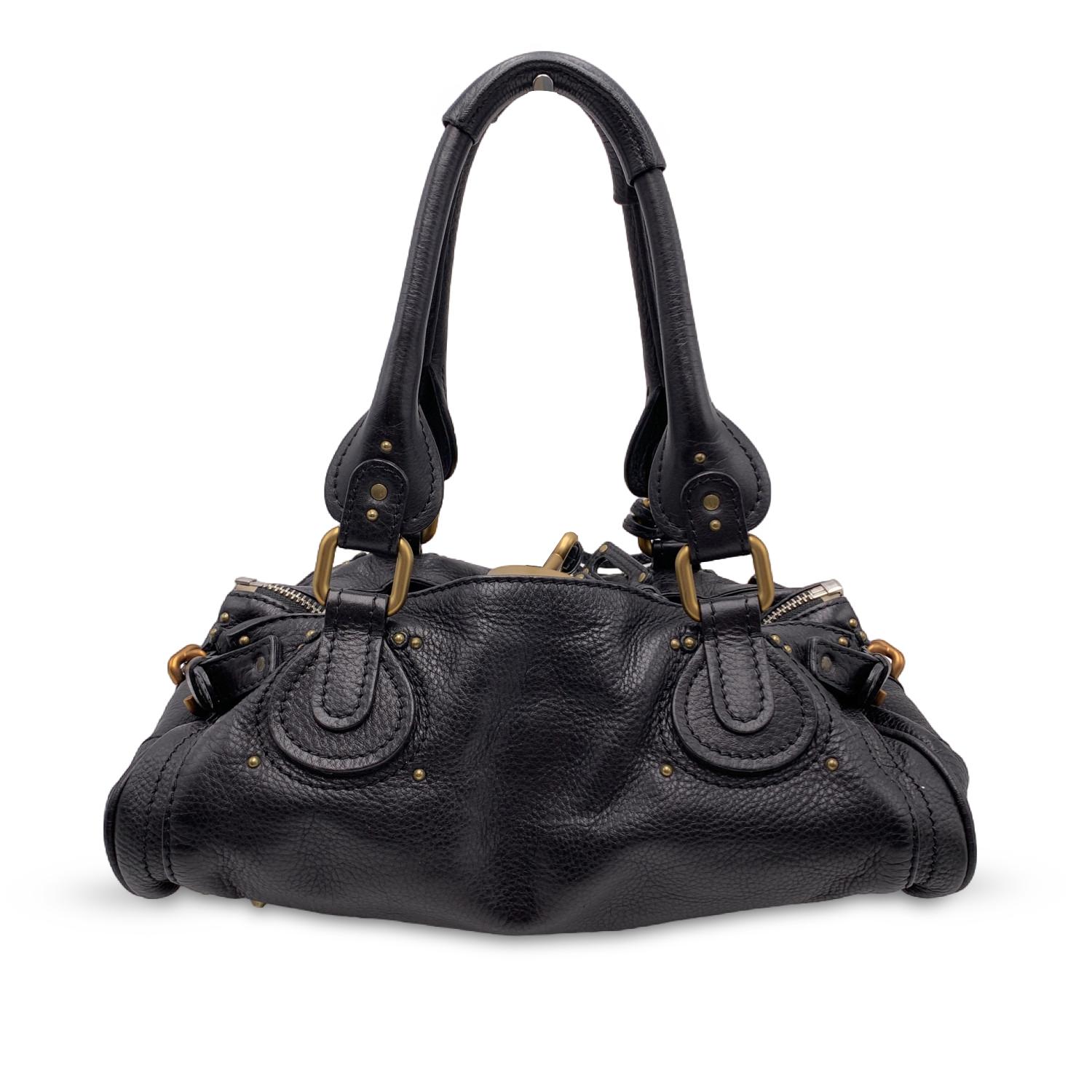 Chloe Black Leather Paddington Bag Tote Satchel Handbag In Excellent Condition In Rome, Rome