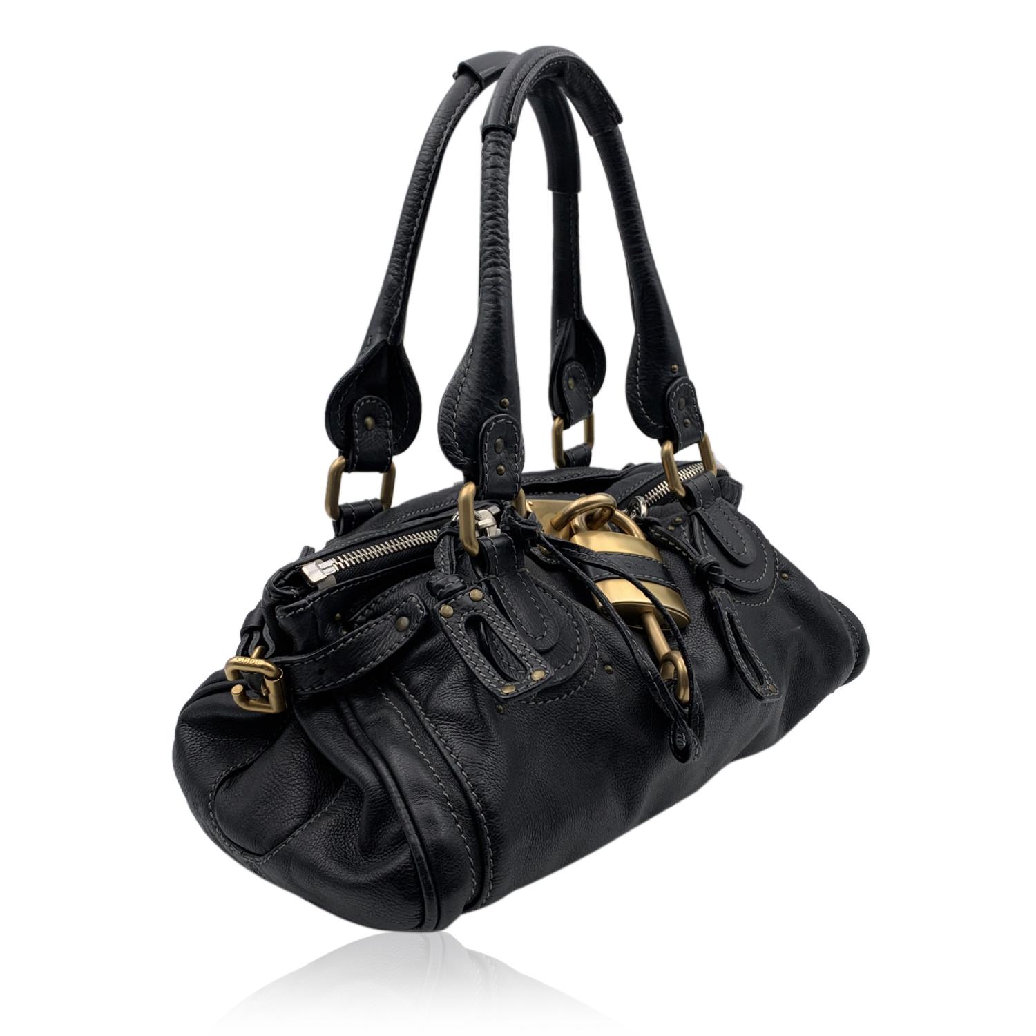 Donna Chloe Borsa Paddington in pelle nera Tote Satchel Handbag