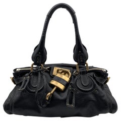 Chloe Borsa Paddington in pelle nera Tote Satchel Handbag