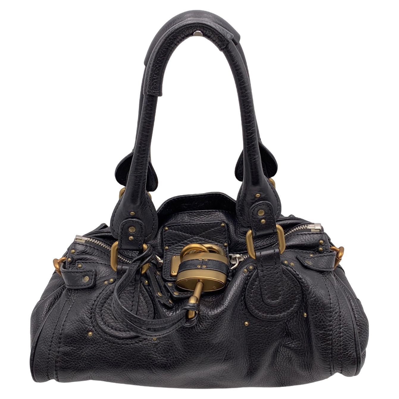 Chloe Black Leather Paddington Bag Tote Satchel Handbag