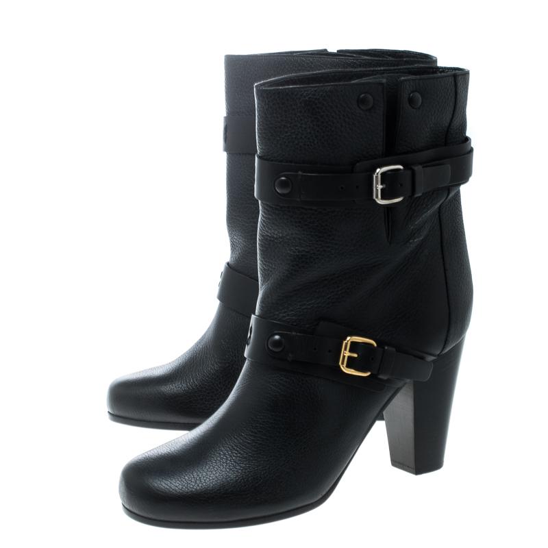 Chloe Prince Schwarze Lederstiefel aus mittlerem Kalbsleder Größe 39 1