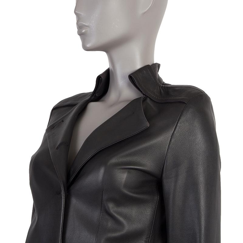 Women's CHLOE black leather QUILT DETAILED Jacket 34 XXS
