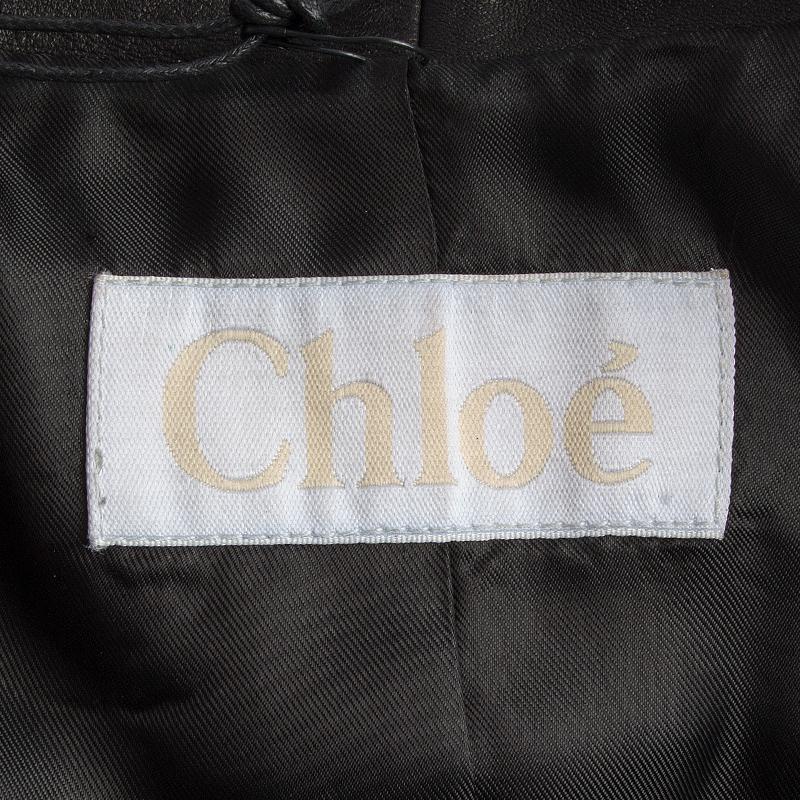 CHLOE black leather QUILT DETAILED Jacket 34 XXS 2