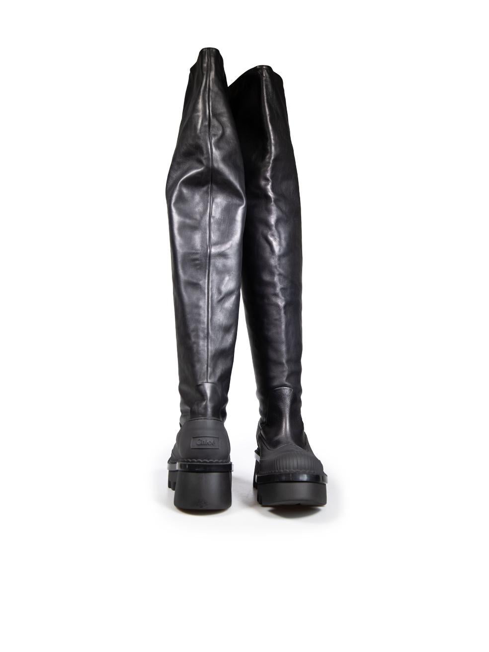 Chloé Black Leather Raina Over-The-Knee Boots Size IT 41 In Excellent Condition In London, GB